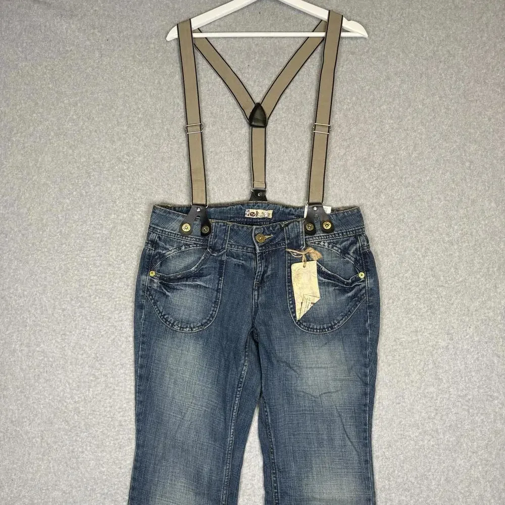 NEW LEI Teens Juniors Size 11 Bib Jeans Overalls Y2K NOS